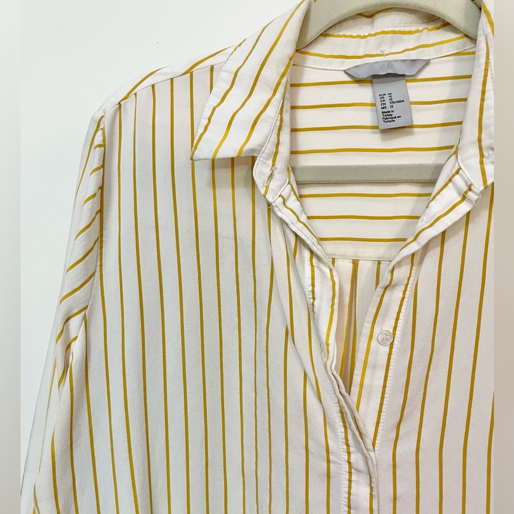 H&M Vintage Feel Mustard Stripe Button Down Shirt - Picture 3 of 7